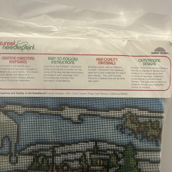 Sunset "Santa in The Moonlight" Donna Enstaff Needlepoint Kit #6086 VTG 1979 NOS - Picture 6 of 6